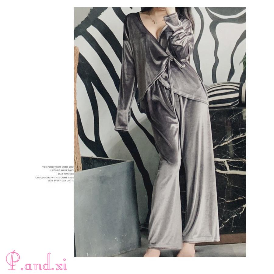 パジャマ ベロア レディース ルームウェア 長袖 部屋着 寝巻き ベロア 冬 前開き 上下セット 暖かい 秋 パジャマ 大人 上下セットアップ 冬 ルームウェア 秋 