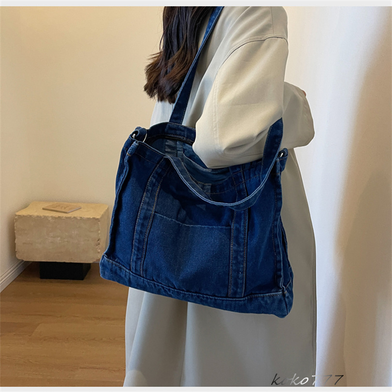 バッグ レディースかばん トートバッグ ショルダーバッグ ハンドバッグ デニム 通勤オシャレ 通学 カジュアル お出掛け ワーク ブルー カバン 布鞄 女子 