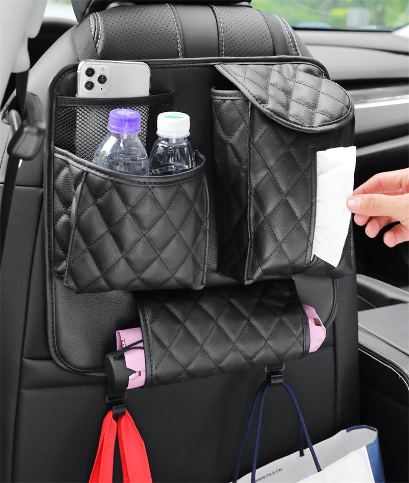 シートバックポケット 車 シートカバー 車内 レザー シート 後付け ドリンクホルダー カバー 後部座席 収納 子供 ティッシュ入れ 後ろ ポケット 