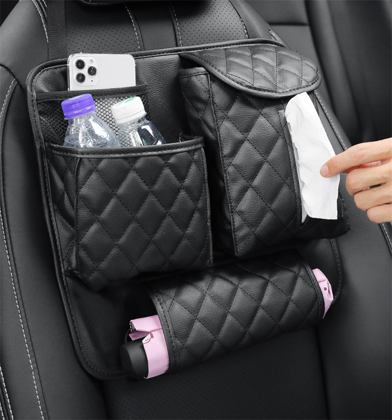 シートバックポケット 車 シートカバー 車内 レザー シート 後付け ドリンクホルダー カバー 後部座席 収納 子供 ティッシュ入れ 後ろ ポケット 