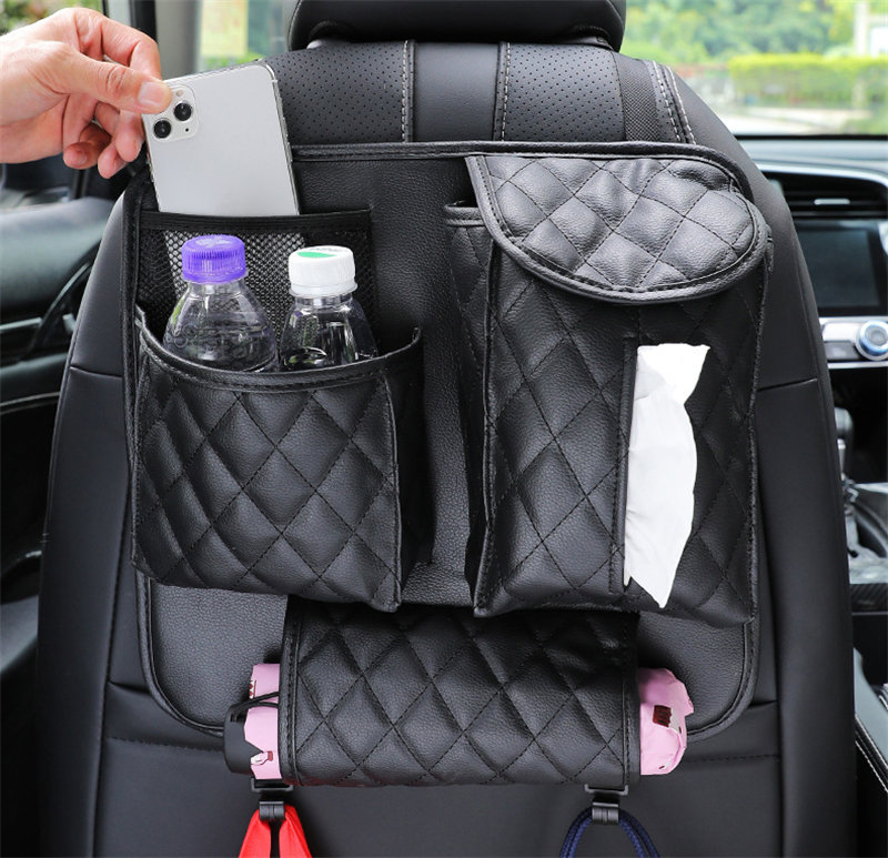 シートバックポケット 車 シートカバー 車内 レザー シート 後付け ドリンクホルダー カバー 後部座席 収納 子供 ティッシュ入れ 後ろ ポケット 