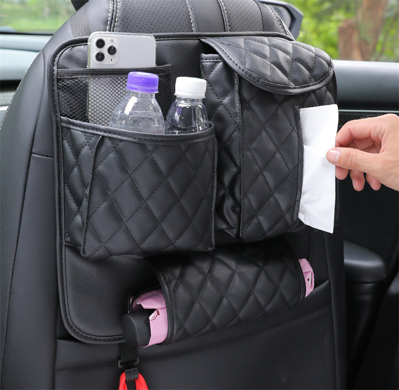 シートバックポケット 車 シートカバー 車内 レザー シート 後付け ドリンクホルダー カバー 後部座席 収納 子供 ティッシュ入れ 後ろ ポケット 