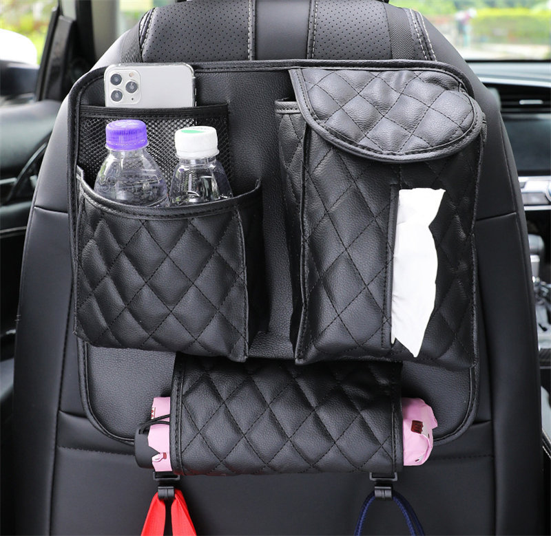 シートバックポケット 車 シートカバー 車内 レザー シート 後付け ドリンクホルダー カバー 後部座席 収納 子供 ティッシュ入れ 後ろ ポケット 