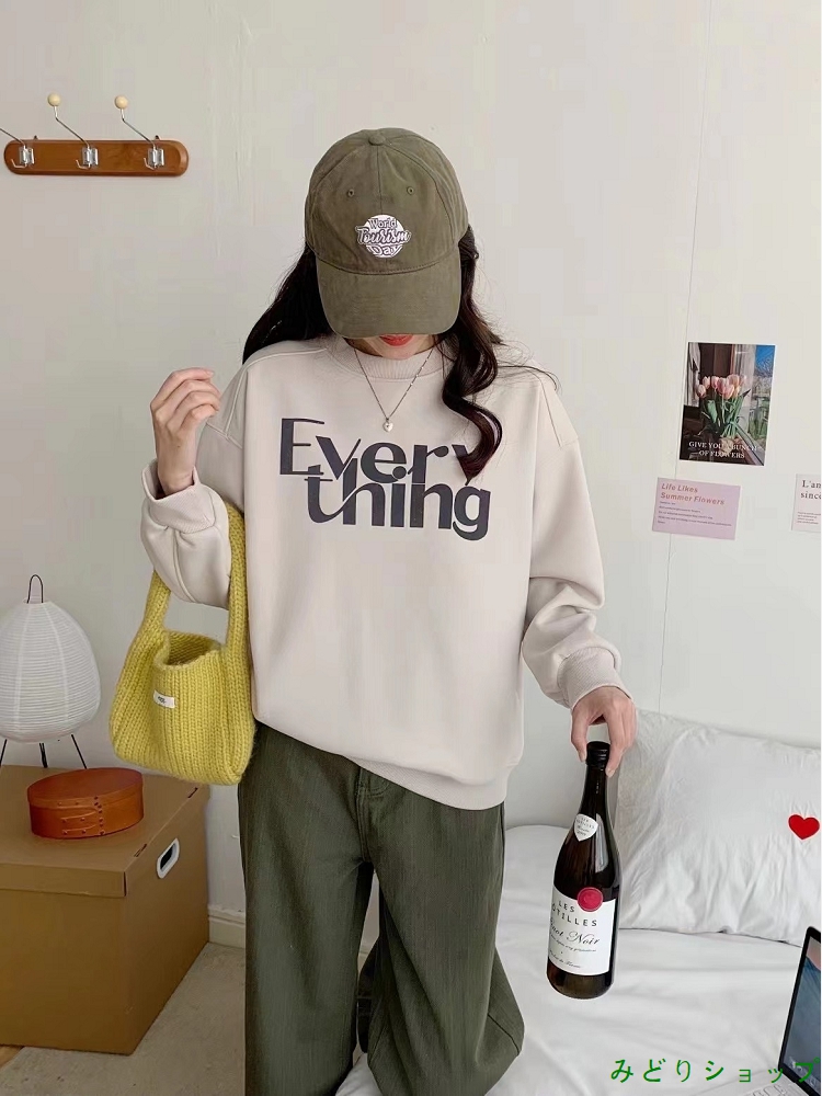 英文字 裏起毛 裏ボア トレーナー レディース ガールズ  