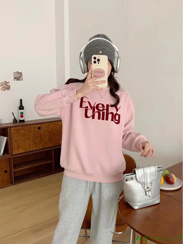 英文字 裏起毛 裏ボア トレーナー レディース ガールズ  