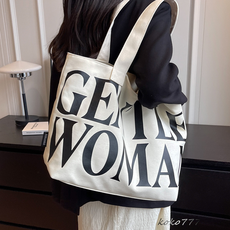 バッグ レディースかばん トートバッグ ショルダーバッグ ハンドバッグ カジュアル カバン 布鞄 文字 通学 通勤オシャレ スクール 女子 大容量 
