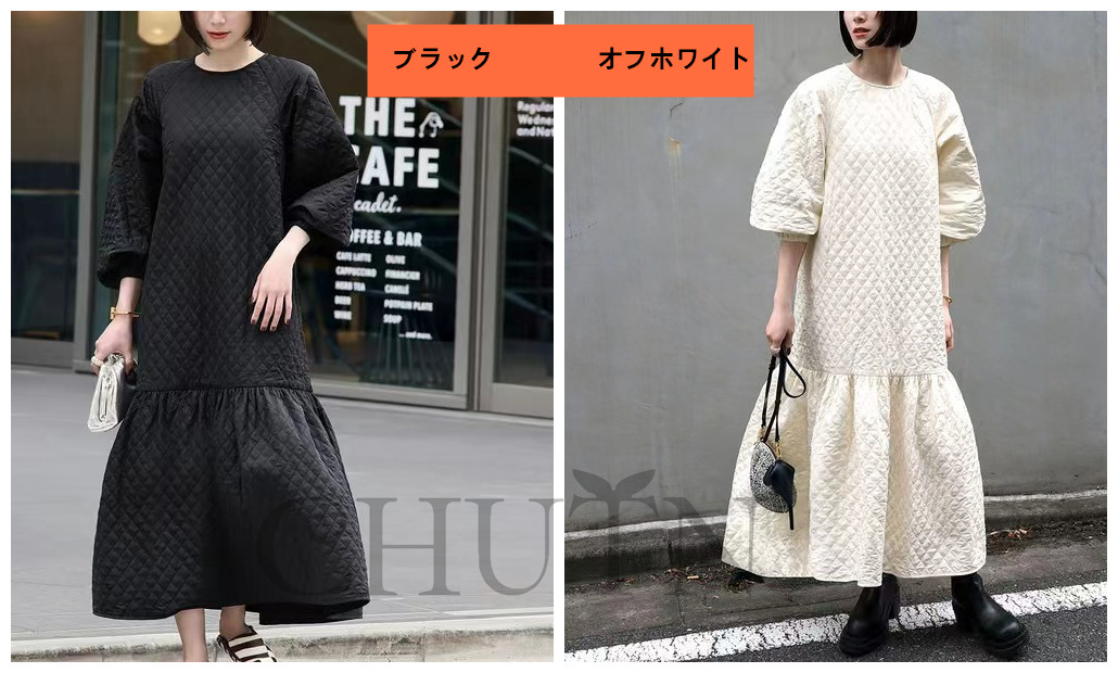 春中綿ワンピース秋冬ワンピースロングワンピース４０代 ワンピース 中綿５分袖 体型カバー 中綿マキシ丈ワンピース 大きいサイズゆったり 暖かい?50代 