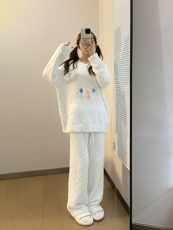 ルームウェア もこもこ パジャマ 冬 長袖 上下セット 部屋着 大きいサイズ 暖かい 寝巻き 。 大人用 モコモコ あったか 