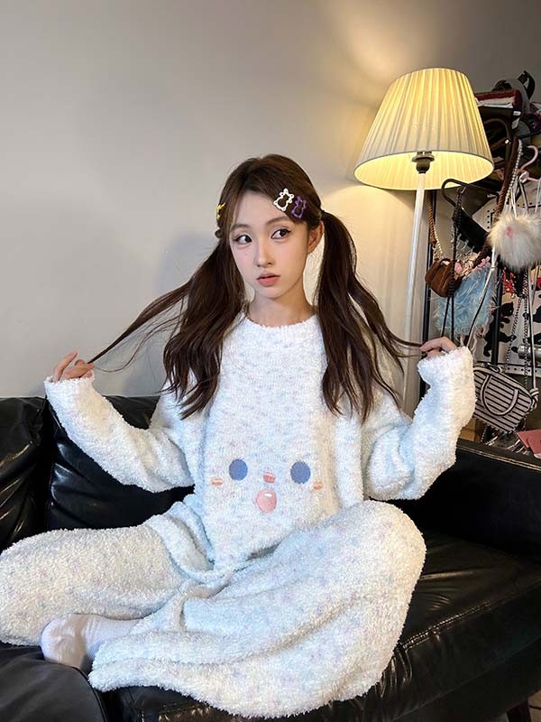 ルームウェア もこもこ パジャマ 冬 長袖 上下セット 部屋着 大きいサイズ 暖かい 寝巻き 。 大人用 モコモコ あったか 