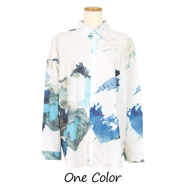 柄シャツ アースアート 長袖シャツ オーバーサイズ ペイント 絵の具 コスチューム 秋服 春服 衣装 シャツ 個性的 大きいサイズ 韓国ファッション ダンス 