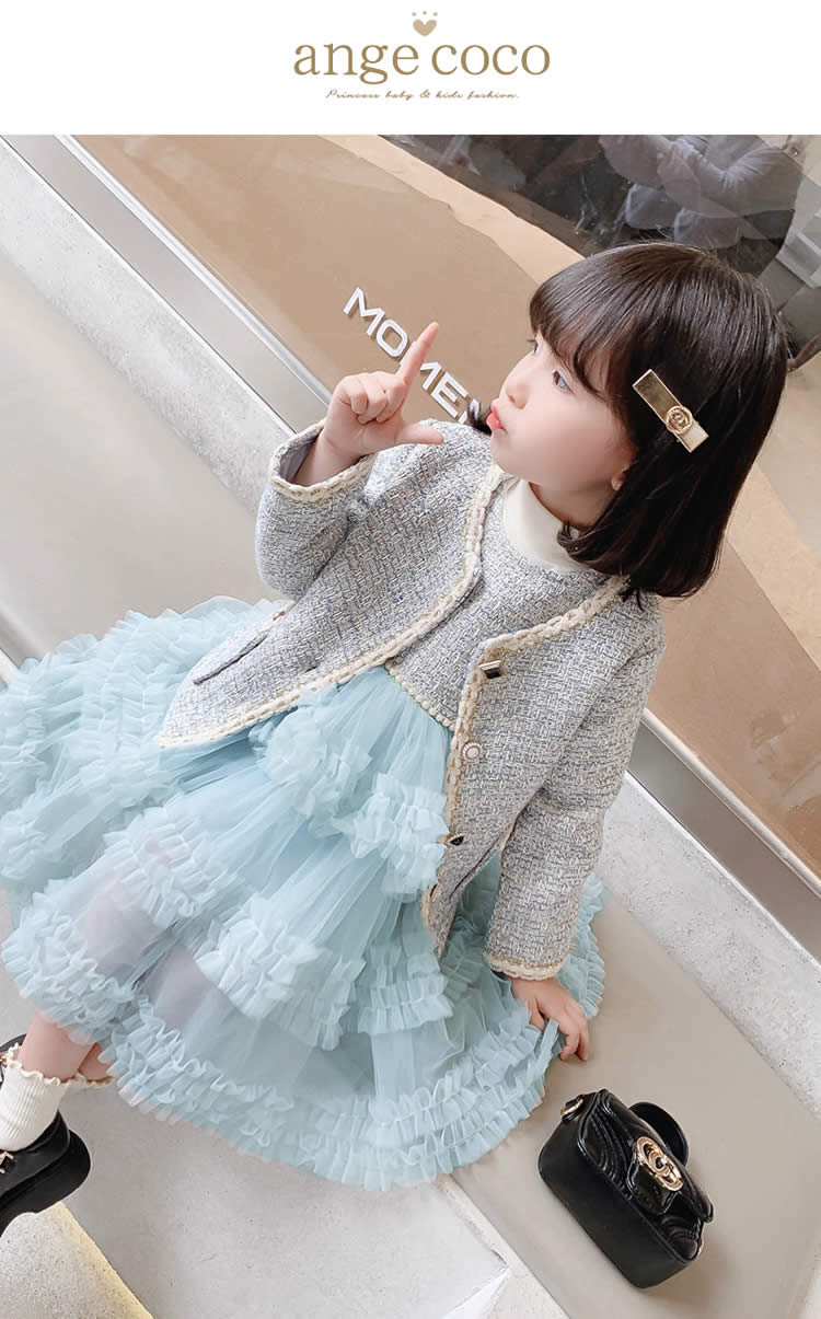 スーツ 女の子 ワンピース 入園 入学式 卒園式 長袖 チュールスカート 子供 フォーマル 上着 子供服 小学生 ツイード おしゃれ 卒業式 きれいめ キッズ 結婚式 