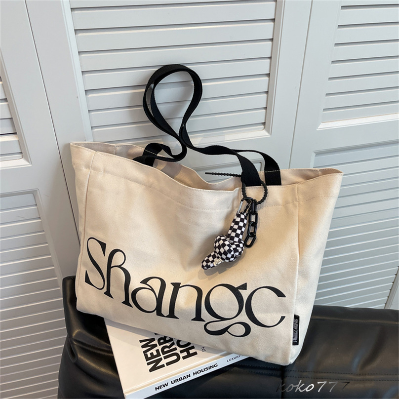 バッグ レディースかばん トートバッグ ショルダーバッグ ハンドバッグ カジュアル チャック 布鞄 キャン文字 カバン 女子 大容量 通勤オシャレ 通学 