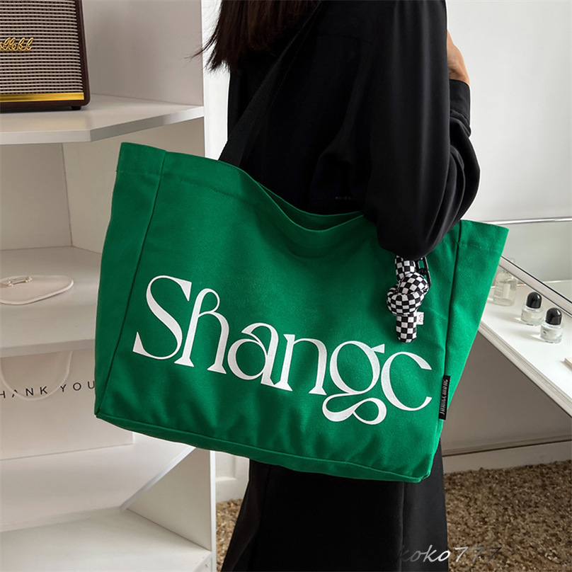 バッグ レディースかばん トートバッグ ショルダーバッグ ハンドバッグ カジュアル チャック 布鞄 キャン文字 カバン 女子 大容量 通勤オシャレ 通学 