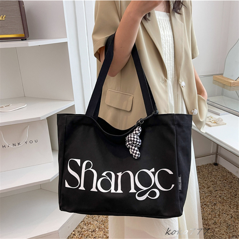 バッグ レディースかばん トートバッグ ショルダーバッグ ハンドバッグ カジュアル チャック 布鞄 キャン文字 カバン 女子 大容量 通勤オシャレ 通学 