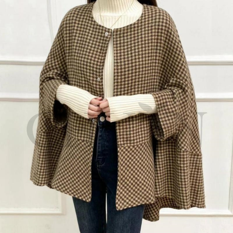 春ポンチョコート レディース ケープコート 秋 冬 チェック柄アウター シンプル マント 上品 30代 コーデ ポンチョ おしゃれ 結婚式 レディース 60代50代40代 