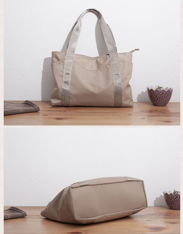 トートバッグ レディース ナイロン肩掛け ファスナー付き 撥水 防水 A4 大きいサイズ 大きめ 無地 ポケット 通学 軽量 全3色 通勤 大容量 おしゃれ 