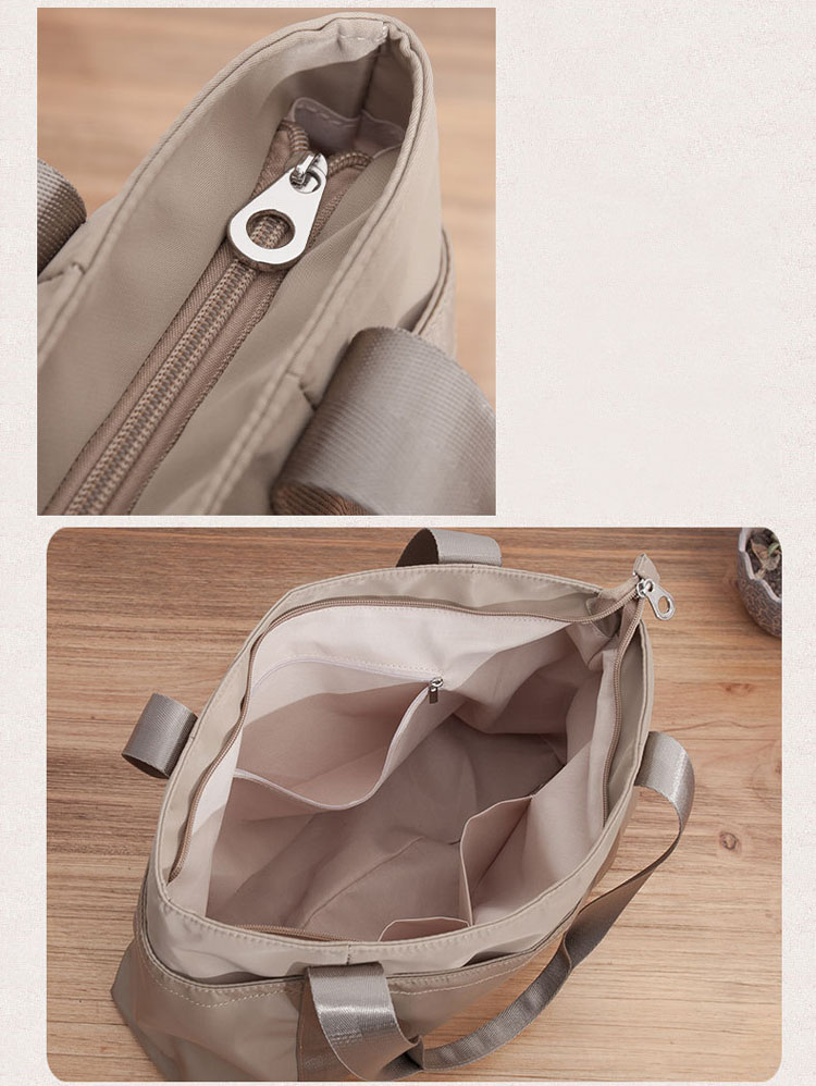 トートバッグ レディース ナイロン肩掛け ファスナー付き 撥水 防水 A4 大きいサイズ 大きめ 無地 ポケット 通学 軽量 全3色 通勤 大容量 おしゃれ 