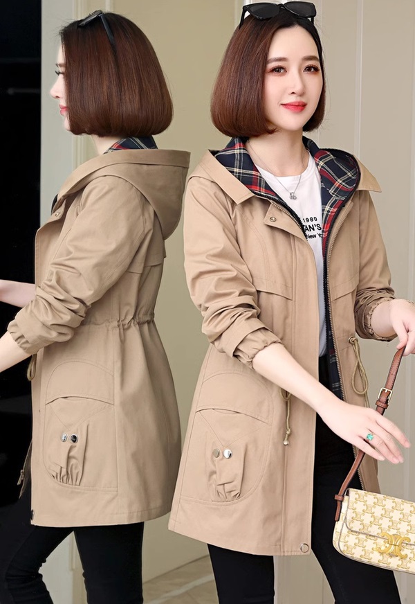 マウンテンアウター レディース 春 秋 フード付き 春レディース 3L シンプル ジャケット 大きいサイズ 4L ブルゾン 春アウター 春コート ミディアム丈 