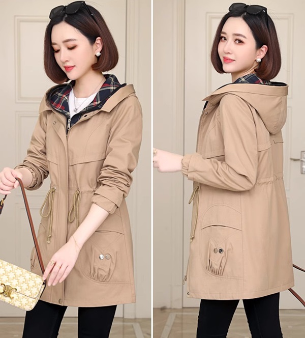 マウンテンアウター レディース 春 秋 フード付き 春レディース 3L シンプル ジャケット 大きいサイズ 4L ブルゾン 春アウター 春コート ミディアム丈 