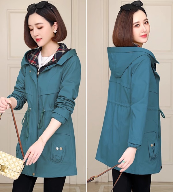 マウンテンアウター レディース 春 秋 フード付き 春レディース 3L シンプル ジャケット 大きいサイズ 4L ブルゾン 春アウター 春コート ミディアム丈 