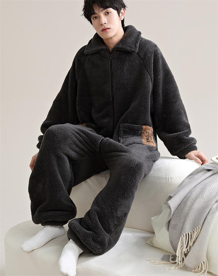 モコモコ ルームウェア メンズ 。 パジャマ 長袖 カバーオール オールインワン 修学旅行 おもしろ 着る毛布 クマ耳 フード付き 前開き彼氏 寝巻き 冬用 