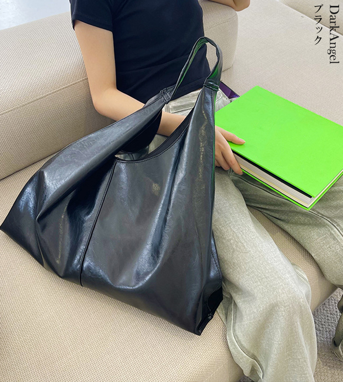 トートバッグ トート トート 大きめ A4 レディース ワンハンドル パソコン 三角 シルバー お洒落 ジャパニーズ レザー 黒 おしゃれ モード 