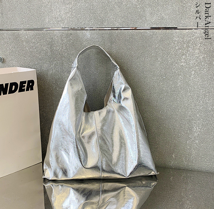 トートバッグ トート トート 大きめ A4 レディース ワンハンドル パソコン 三角 シルバー お洒落 ジャパニーズ レザー 黒 おしゃれ モード 