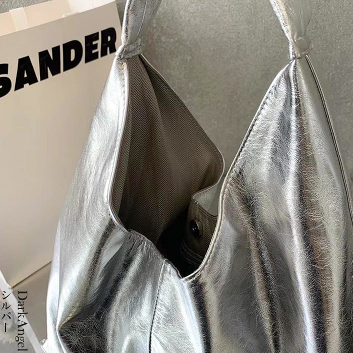 トートバッグ トート トート 大きめ A4 レディース ワンハンドル パソコン 三角 シルバー お洒落 ジャパニーズ レザー 黒 おしゃれ モード 