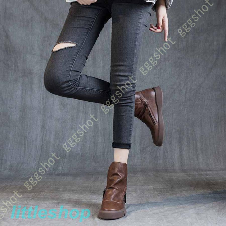 ブーツ レディース 。 ショートブーツ 黒 フラット 疲れない ソフトレザー センターシーム ローヒール 大きいサイズ 柔らかい 小さいサイズ 歩きやすい 