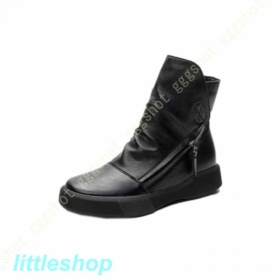 ブーツ レディース 。 ショートブーツ 黒 フラット 疲れない ソフトレザー センターシーム ローヒール 大きいサイズ 柔らかい 小さいサイズ 歩きやすい 