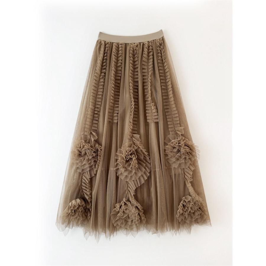 スカート レディース レーススカート ロングスカート Aライン ロング丈 シンプル カジュアル ひざ下丈 着痩せ レース ウェストゴム 