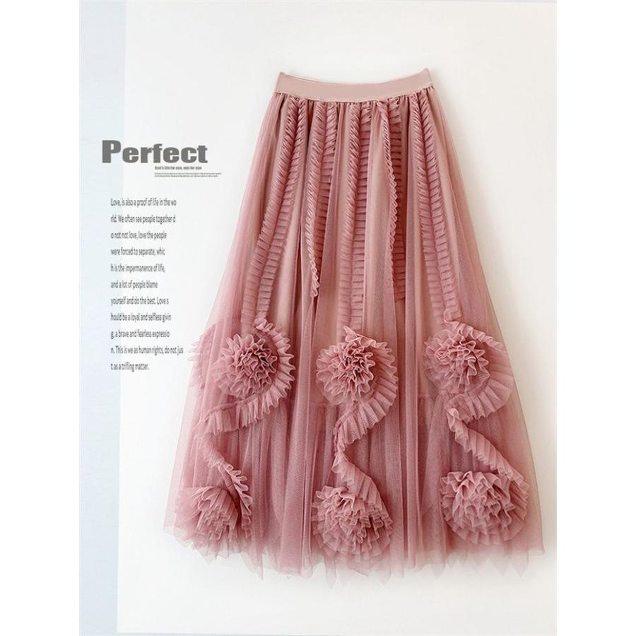 スカート レディース レーススカート ロングスカート Aライン ロング丈 シンプル カジュアル ひざ下丈 着痩せ レース ウェストゴム 