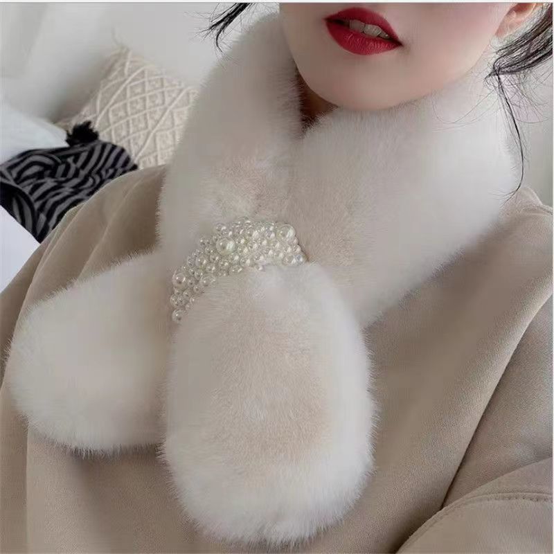 送料無料 マフラー レディース ファーマフラー パール冬 ふわふわ 秋冬防寒 ソフト差し込み 柔らかい 