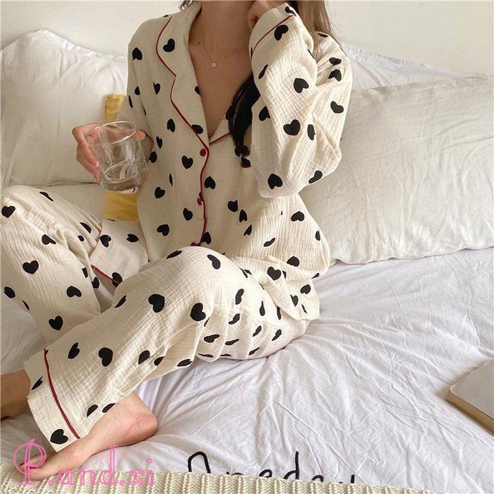 パジャマ ルームウェア レディース 秋冬 長袖 パジャマ 部屋着 前開き 女性 ロングパンツ上下セット 韓国風 綿100％ルームウェア 秋パジャマ 可愛いパジャマ 