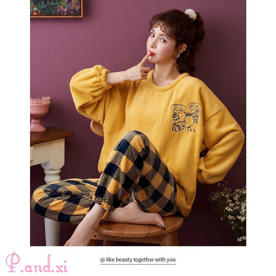 パジャマ ルームウェア レディース 秋冬 モコモコ 長袖 暖かい上下セット ルームウェア 厚手パジャマ部屋着 大人可愛い パジャマ フランネル 寝巻き 可愛い 