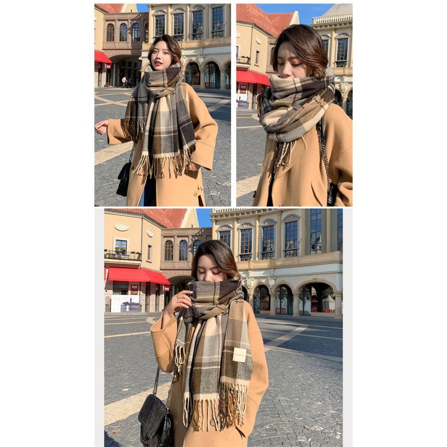 マフラー レディース チェック 大判ストール 暖かい ストール プレゼント 秋冬春 大きい かわいい ボリュームたっぷり 巻物通勤 通学 もこもこ 