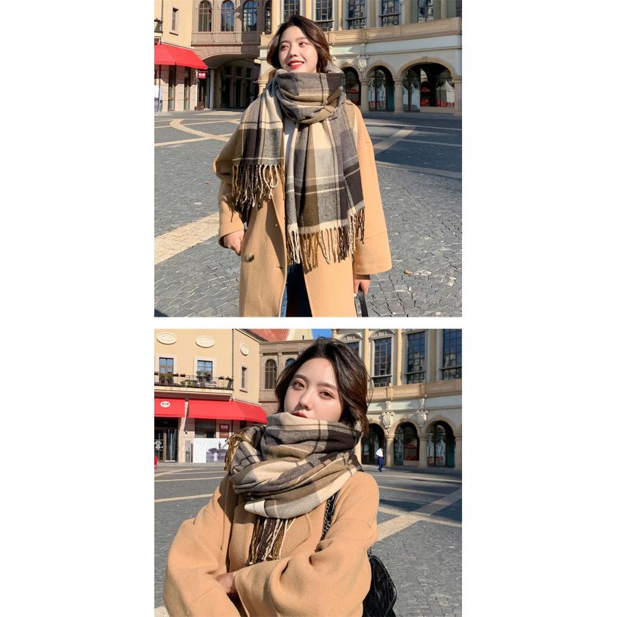 マフラー レディース チェック 大判ストール 暖かい ストール プレゼント 秋冬春 大きい かわいい ボリュームたっぷり 巻物通勤 通学 もこもこ 