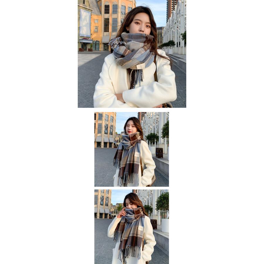 マフラー レディース チェック 大判ストール 暖かい ストール プレゼント 秋冬春 大きい かわいい ボリュームたっぷり 巻物通勤 通学 もこもこ 