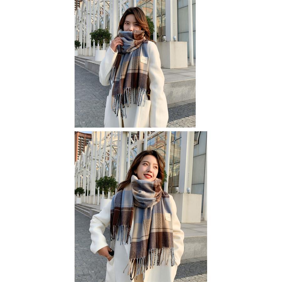 マフラー レディース チェック 大判ストール 暖かい ストール プレゼント 秋冬春 大きい かわいい ボリュームたっぷり 巻物通勤 通学 もこもこ 