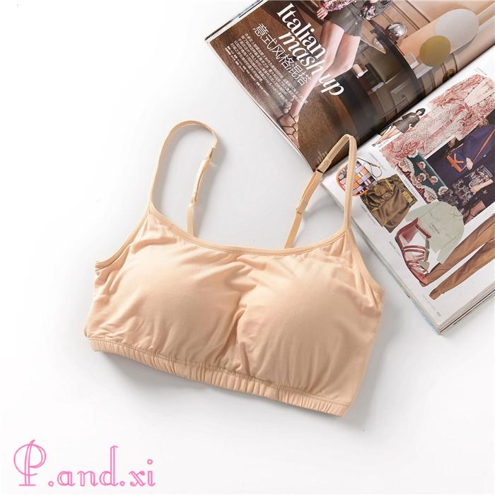 ブラジャー ノンワイヤー キャミソール カップ付き ショート丈 リブ インナーウェア 育乳 ナイトブラ 見せブラトップ ブラキャミ 安い リラックスブラ 