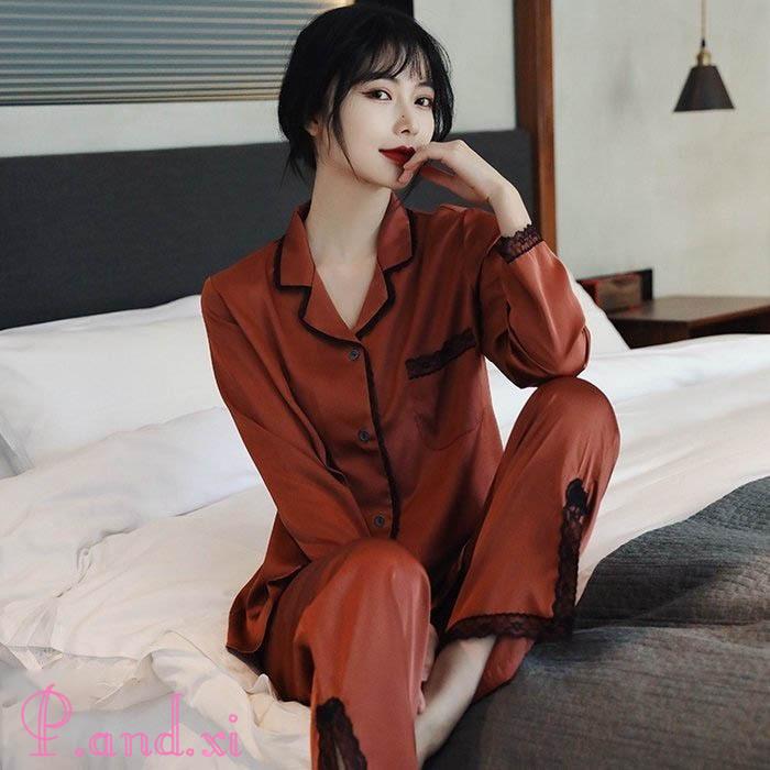 ルームウェア 上下セット 長袖 レディース セットアップ パジャマ レース セックス パンツ 上下 2点セット 無地 着心地良い 部屋着 シャツ 