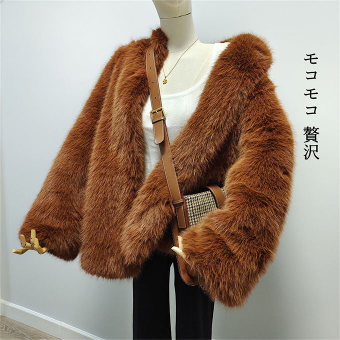ファーコート レディース 毛皮コート ジャケット フォックス エコファーフェイクファー 上着 冬服 羽織 暖かい おしゃれ アウター 防寒 軽い 高級 