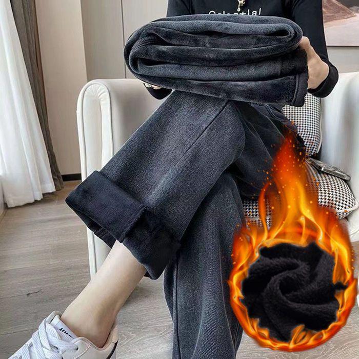 デニムパンツ レディース 裏起毛 ジーンズ ゆったり 厚手 暖かい ワイドパンツ ストレート 防寒 ジーパン 裏起毛パンツ 保温 