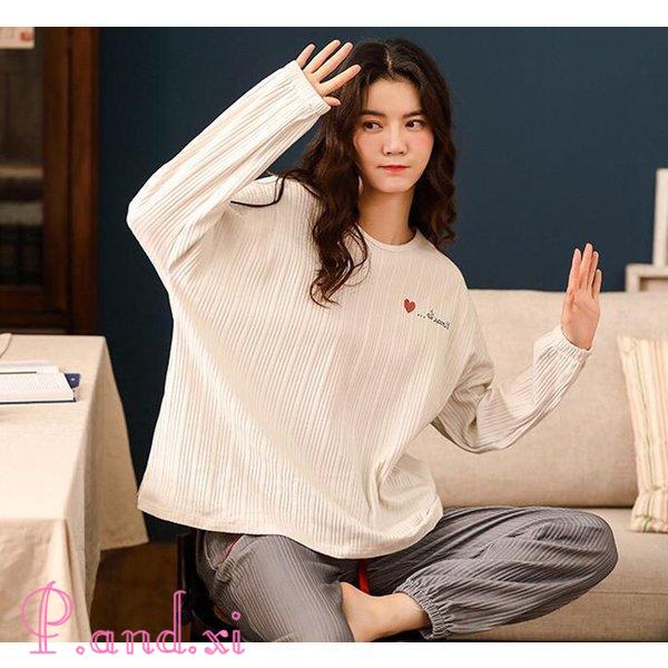 パジャマ ルームウェア レディース 春夏秋冬 長袖パジャマ 綿 部屋着 オシャレ ベルト付き 寝巻き 可愛い 韓国風 上下セット 