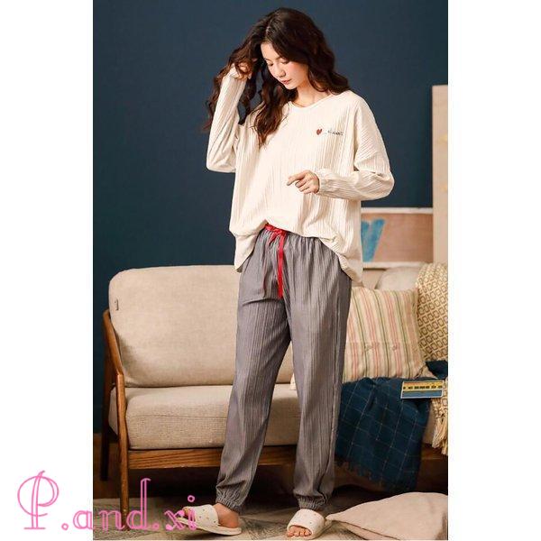 パジャマ ルームウェア レディース 春夏秋冬 長袖パジャマ 綿 部屋着 オシャレ ベルト付き 寝巻き 可愛い 韓国風 上下セット 