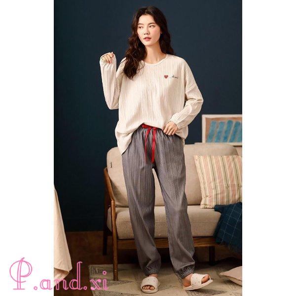 パジャマ ルームウェア レディース 春夏秋冬 長袖パジャマ 綿 部屋着 オシャレ ベルト付き 寝巻き 可愛い 韓国風 上下セット 