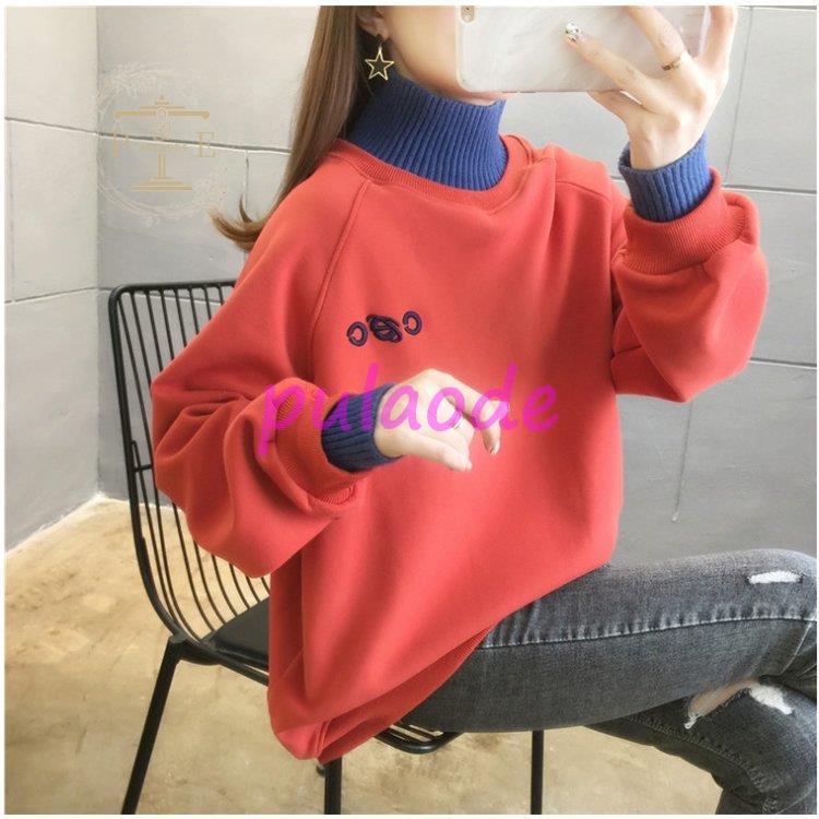 レディース 裏起毛 ボア ニット レイヤード風 ゆったり 冬 カジュアル シンプル 冬 秋 楽ちん 暖か アウター ハイネック 