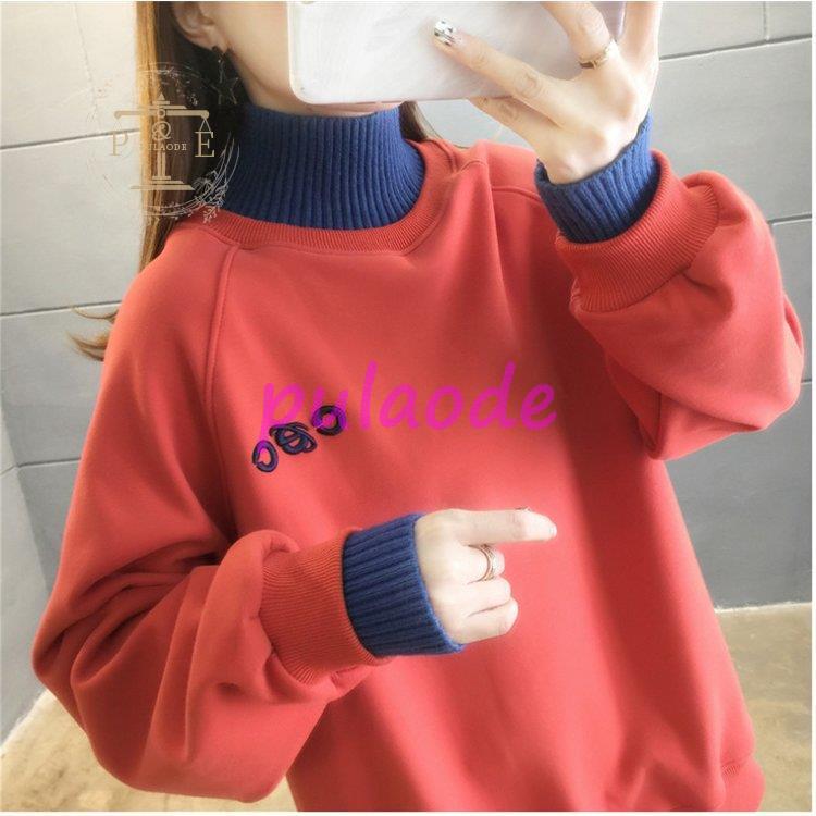 レディース 裏起毛 ボア ニット レイヤード風 ゆったり 冬 カジュアル シンプル 冬 秋 楽ちん 暖か アウター ハイネック 