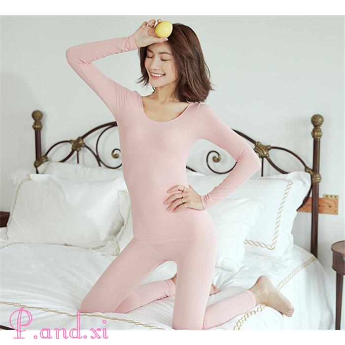 保温インナー 上下セット 深あき あったかインナー レディース 暖かい 長袖 アンダーウェア 冷え対策 下着 薄くて 広め インナーウェア 保温 肌着 バレエネック 