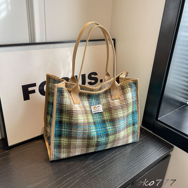 バッグ レディースかばん トートバッグ ショルダーバッグ ハンドバッグ チェック柄 ワーク 通勤オシャレ 布鞄 通学 カジュアル お出掛け 女子 カバン 